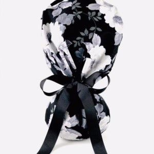 Black floral scrub cap! (Never worn)